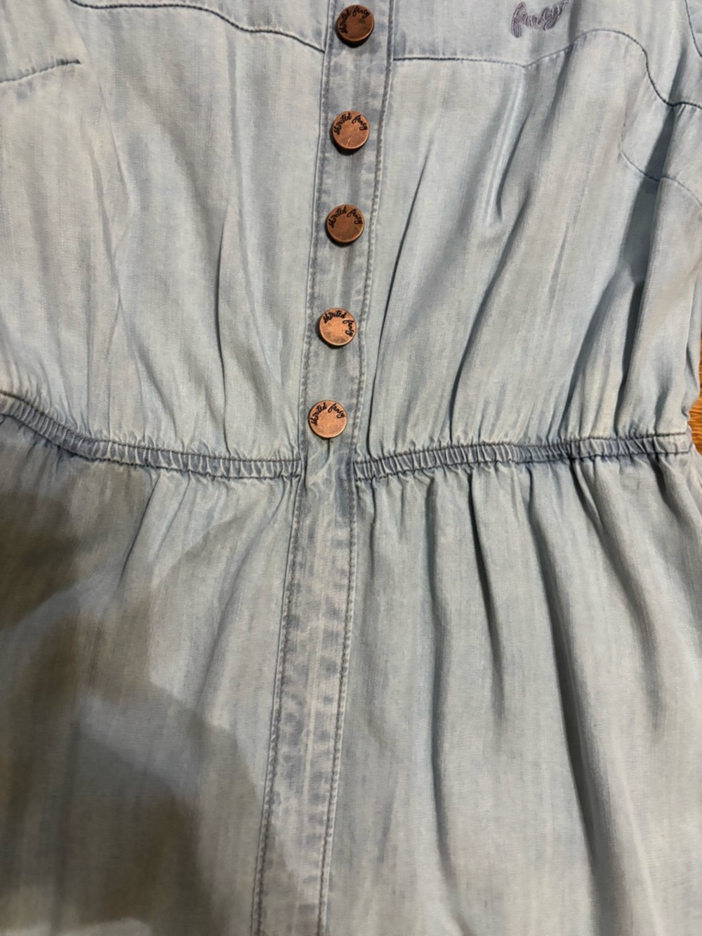 New Light Wash Denim Midi Dress with Button Front - Picture 8 of 13